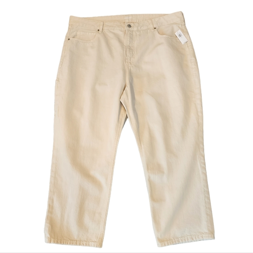 NWT Old Navy Cropped Carpenter Off White Jeans Size 18‎